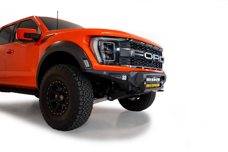 Ford Raptor Bumper - Front - Addictive Desert Designs - Bomber Front Bumper w/ Dual 20IN LED Mounts - Hammer Black with Satin Black Panels - `21-`27